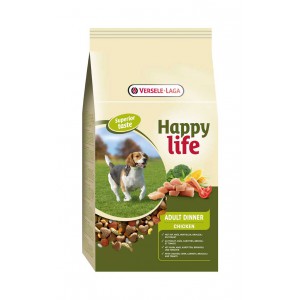 Afbeelding Happy Life Adult Chicken Dinner hondenvoer 15 kg door Brekz.nl