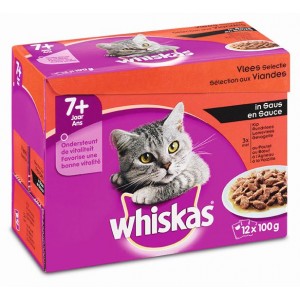 Afbeelding Whiskas Pouch Senior 7+ Vlees Selectie in Saus 1 doosje door Brekz.nl