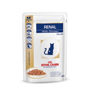 Afbeelding Royal Canin Veterinary Diet Renal Chicken zakjes kattenvoer 12 zakjes door Brekz.nl