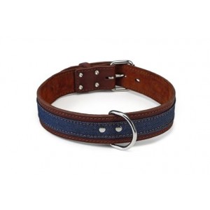 Beeztees Leren Halsband Demin Bruin voor de hond 60 cm