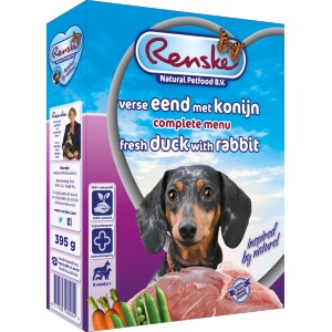 Afbeelding Renske Vers Eend en Konijn hondenvoer 1 tray (10 x 395 gram) door Brekz.nl