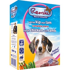 Renske Vers Pup/Junior Kip en Lam hondenvoer 2 trays (20 x 395 gram)