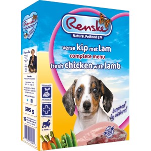 Afbeelding Renske Vers Pup/Junior Kip en Lam hondenvoer 1 tray (10 x 395 gram) door Brekz.nl