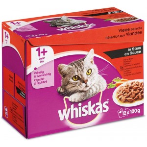 Afbeelding Whiskas Pouch Vleesselectie in saus 1 doosje door Brekz.nl