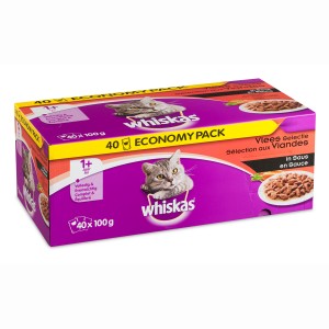 Afbeelding Whiskas Multi Pack Adult Vlees selectie in saus (40 stuks) Per verpakking door Brekz.nl