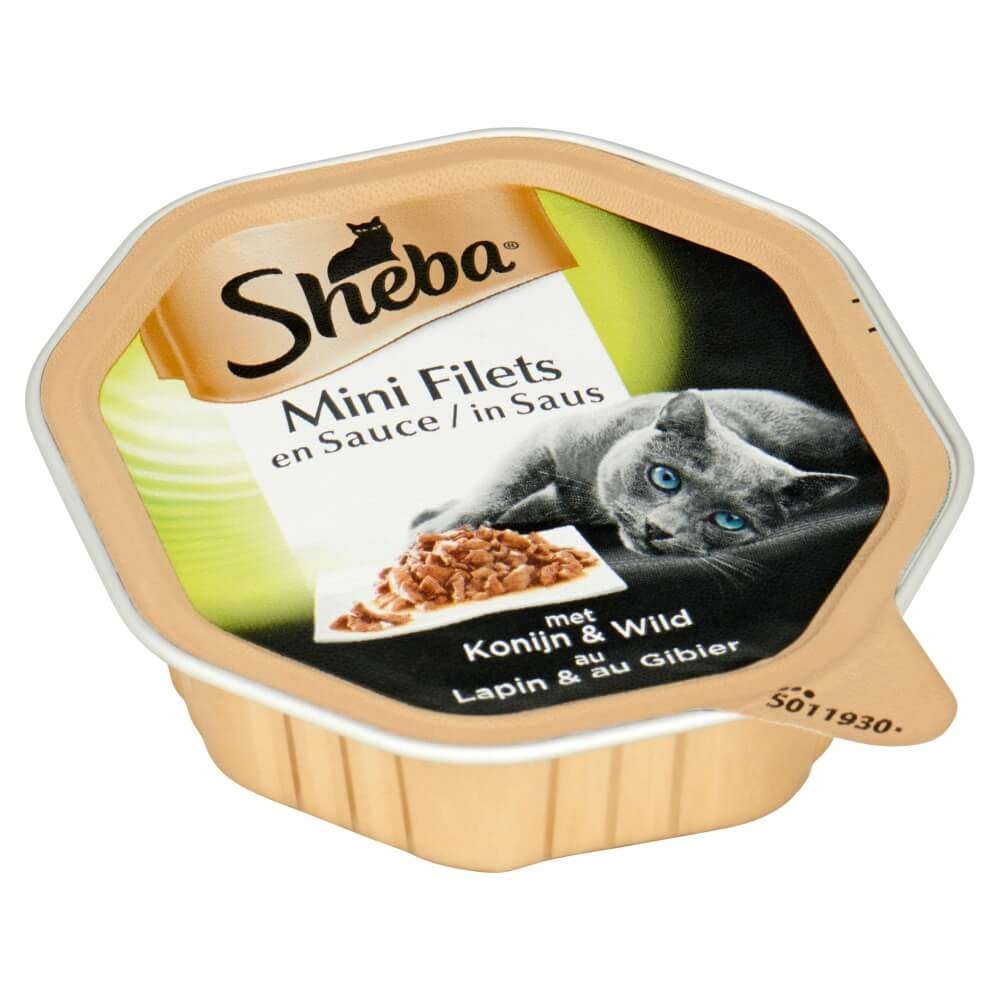 Sheba Mini Filets met konijn en wild in saus natvoer kat (kuipjes 85 g)