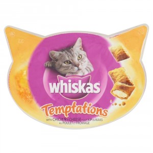 Afbeelding Whiskas Temptations Kip & Kaas kattensnoep 60 gram door Brekz.nl