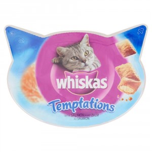 Afbeelding Whiskas Temptations zalm Kattensnoep 60 gram door Brekz.nl