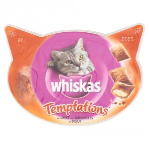Afbeelding Whiskas Temptations rund Kattensnoep 60 gram door Brekz.nl