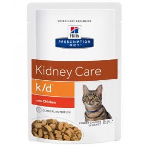 Afbeelding Hill's Prescription Diet Kat K/D Pouch Kip 85 gr kattenvoer 12 zakjes door Brekz.nl