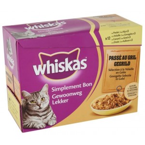 Whiskas Pouch in Gelei met gegrild gevogelte 1 doosje Whiskas Pouch in Gelei met gegrild gevogelte 1 doosje