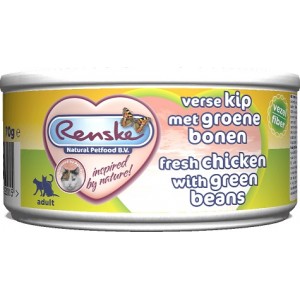 Afbeelding Renske Kat Vers Kip & Groene Bonen 70 gram 1 tray (24 blikken) door Brekz.nl