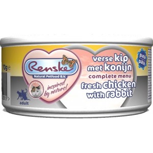 Afbeelding Renske Kat Vers Kip & Konijn 70 gram 1 tray (24 blikken) door Brekz.nl