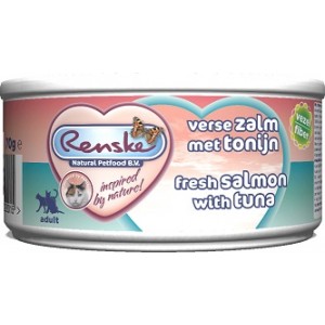 Afbeelding Renske Kat Vers Tonijn & Zalm 70 gram 1 tray (24 blikken) door Brekz.nl