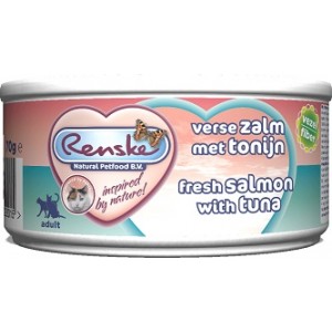 Renske vers vlees maaltijd kat verse tonijn met zalm vezels kattenvoer 70 gr