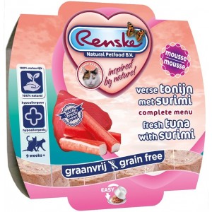 Afbeelding Renske Kat Vers Tonijn & Surimi Mousse 100 gram Per 8 door Brekz.nl