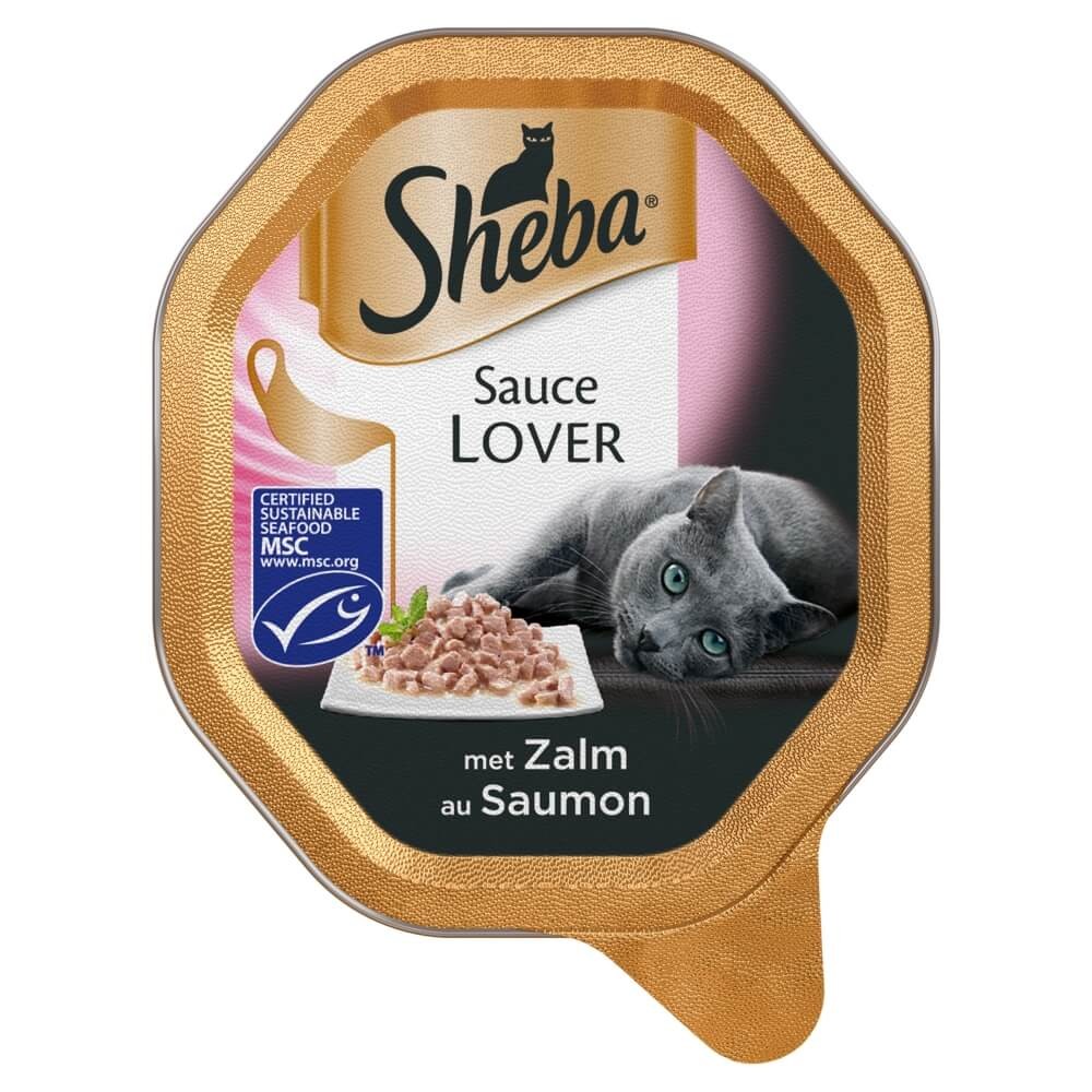 Sheba Sauce Lover met zalm natvoer kat (kuipjes 85 g)