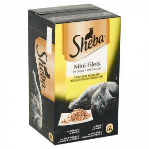 Afbeelding Sheba Mini Filets in Saus Gevogelte Selectie 8 x 85 gr 1 doosje (8 kuipjes) door Brekz.nl