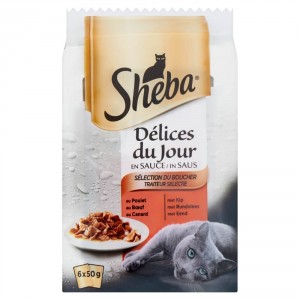 Sheba Dlices du Jour Traiteur Selectie in Saus 50 gr 18 x 50 g