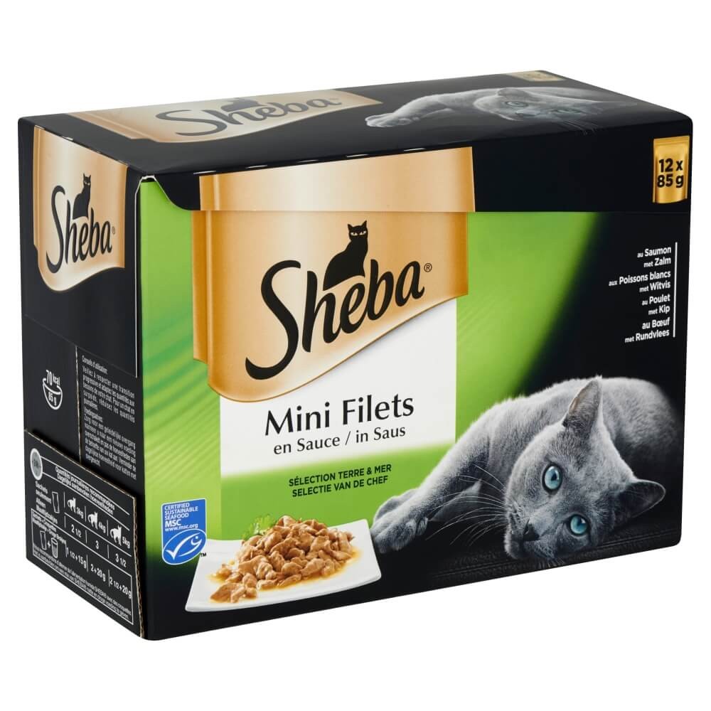 Sheba Mini Filets Selectie van de Chef in saus natvoer kat (zakjes 85 g)