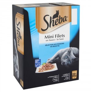 Afbeelding Sheba Mini Filets in Saus Vis Selectie Pouch 85 gr 12 zakjes door Brekz.nl