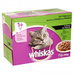 Afbeelding Whiskas Pouch 1+ Vis & Vlees in Saus 1 doosje door Brekz.nl