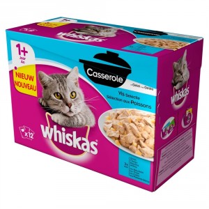 Afbeelding Whiskas Pouch 1+ Casserole Vis Selectie in Gelei 1 doosje door Brekz.nl