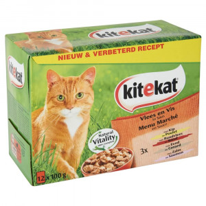 Afbeelding Kitekat Pouch Vlees & Vis in Saus kattenvoer 12 zakjes door Brekz.nl