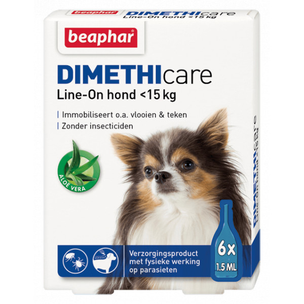 Beaphar Dimethicare Line-On (tot 15 kg) hond 2 x 6 pipetten