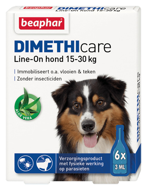 Afbeelding van 6 pipetten Anti-Vlo & Anti-Teek Hond | 15 tot 30 kg | Dimethicare Line-On Beaphar