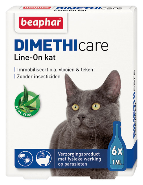 Afbeelding van 6 pipetten Anti-Vlo & Anti-Teek Kat | Dimethicare Line-On Beaphar