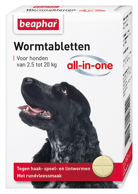 Afbeelding van 2 Tabl. Beaphar Wormmiddel all-in-one (2,5 - 20 kg) hond