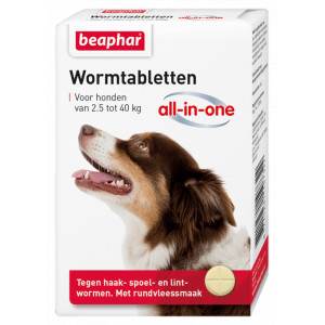 Beaphar Wormmiddel All-in-One (2,5 - 40 kg) hond 4 Tabletten