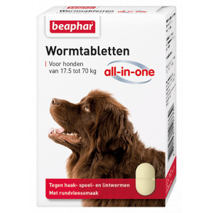 Afbeelding Beaphar Wormmiddel All-in-One (17,5 - 70 kg) hond 2 Tabletten door Brekz.nl