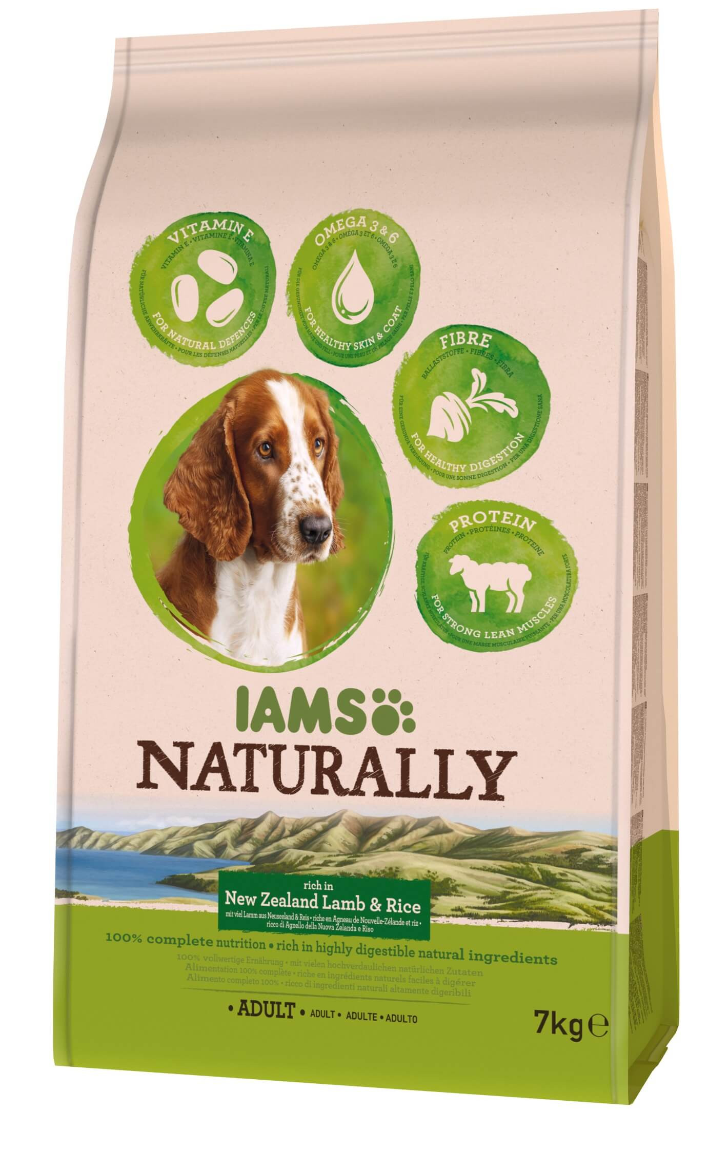 Iams Naturally Adult met lam & rijst hondenvoer