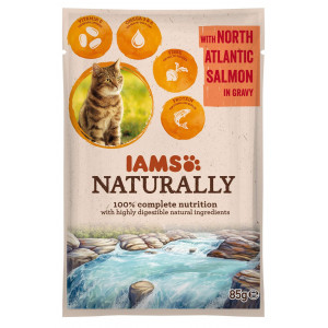 Iams Naturally Cat Wet Adult 85 g - Kattenvoer - Zalm