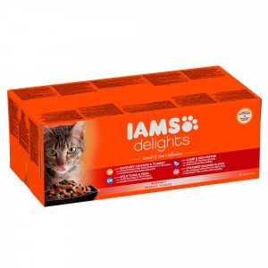 Afbeelding Iams Delights Land & Sea Collection 48x85 gr zakjes kat In Gelei door Brekz.nl