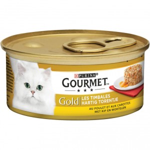 Afbeelding Gourmet Gold Hartig Torentje Kip & Wortel kattenvoer 1 tray (24 blikken) door Brekz.nl