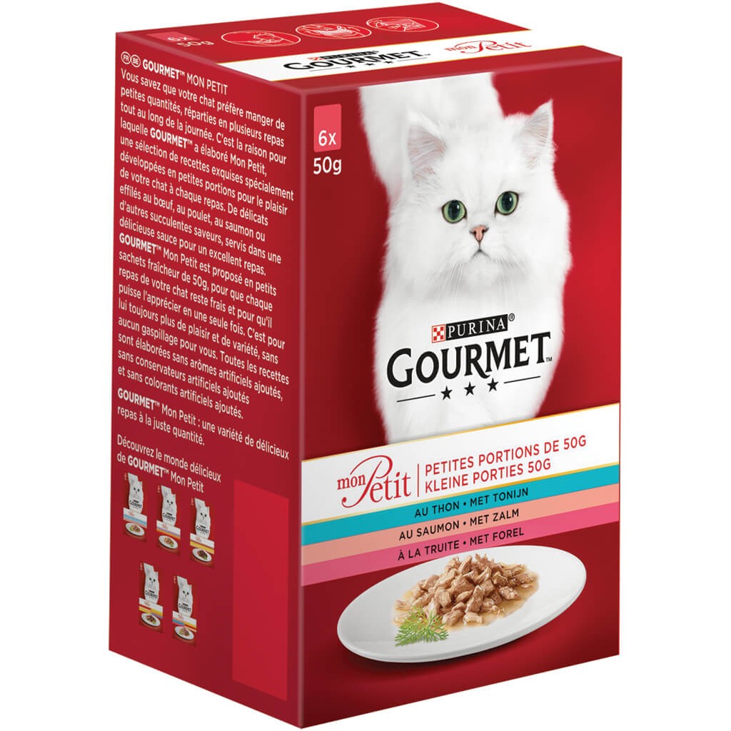 Gourmet Mon Petit Kleine Porties kattenvoer met tonijn, zalm of forel