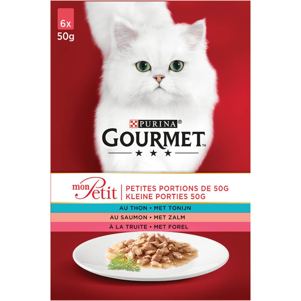 Gourmet Mon Petit Kleine Porties kattenvoer met tonijn, zalm of forel