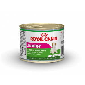 Afbeelding Royal Canin Mini Junior 195 gr blik hondenvoer 1 tray (12 blikken) door Brekz.nl