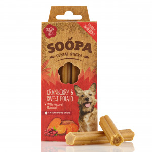 Afbeelding Soopa Dental Sticks Cranberry & Zoete Aardappel Hondensnack Per stuk door Brekz.nl