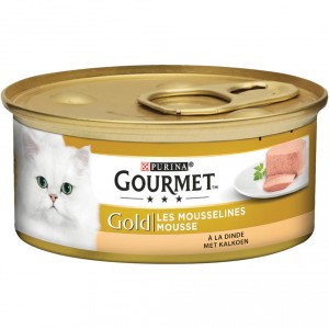 Gourmet Gold Mousse Kalkoen kattenvoer 1 tray (24 blikken)