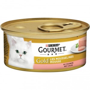 Gourmet Gold mousse met zalm kattenvoer (85 g) 2 trays (48 x 85 g)