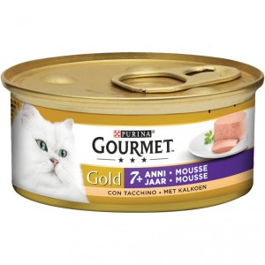 Afbeelding Gourmet Gold Mousse met Kalkoen +7 kattenvoer 1 tray (24 blikken) door Brekz.nl