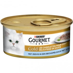 Afbeelding Gourmet Gold Cassolettes Zeevis & Spinazie kat 1 tray (24 blikken) door Brekz.nl