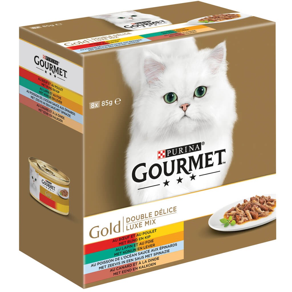 Adviseur Wonen Michelangelo Gourmet Gold 8-Pack Luxe Mix nat kattenvoer | Goedkoop