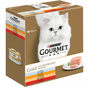 Afbeelding Gourmet Gold 8-Pack Mousse tonijn/lever/kalkoen/rund kat 6 doosjes (48 blikken) door Brekz.nl