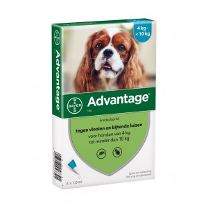 Afbeelding Advantage Nr. 100 vlooienmiddel (4 tot 10kg) hond 3 stuks door Brekz.nl