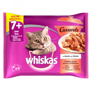 Afbeelding Whiskas Pouch Senior 7+ Casserole Classic Selectie in gelei 4x85gr Per verpakking door Brekz.nl